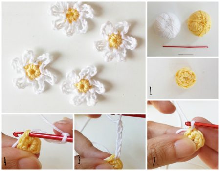 uncinetto applicazione margherita